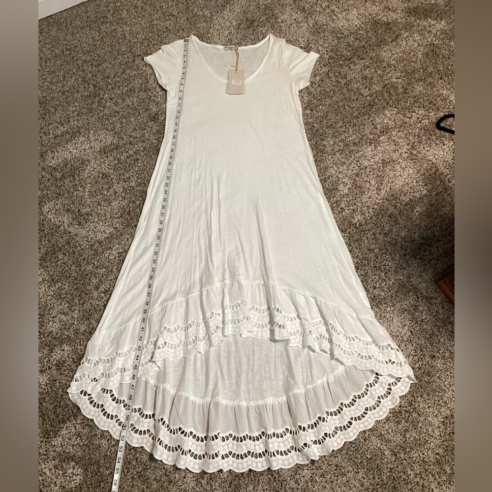Vanessa Alexandra Women Dress Maxi Size M White Eyelet Gorgeous Made In Italy 🇮🇹 - Picture 2 of 8